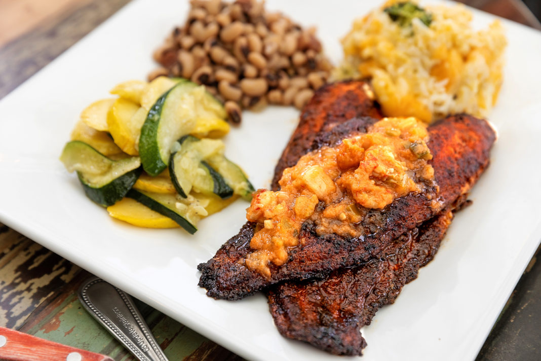 City Pork, Business Lunch, Blackened Catfish, Meat & 3, 2.2.20