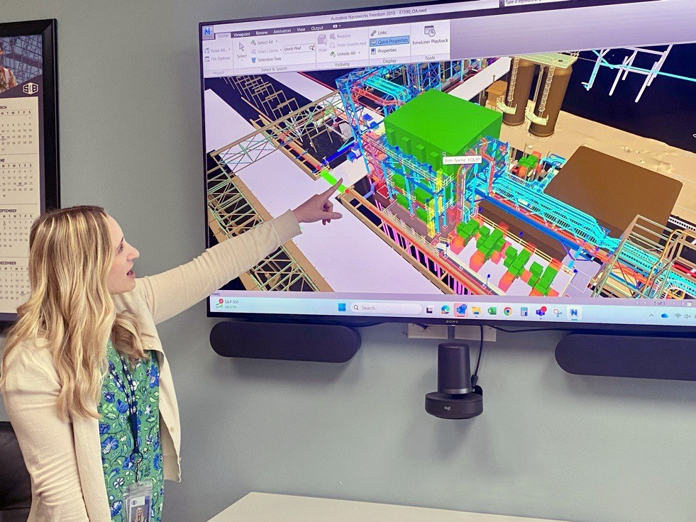 Sophie Dupree, S&B process department manager in Baton Rouge, reviews a project 3D model supporting Louisiana’s energy and industrial projects.
